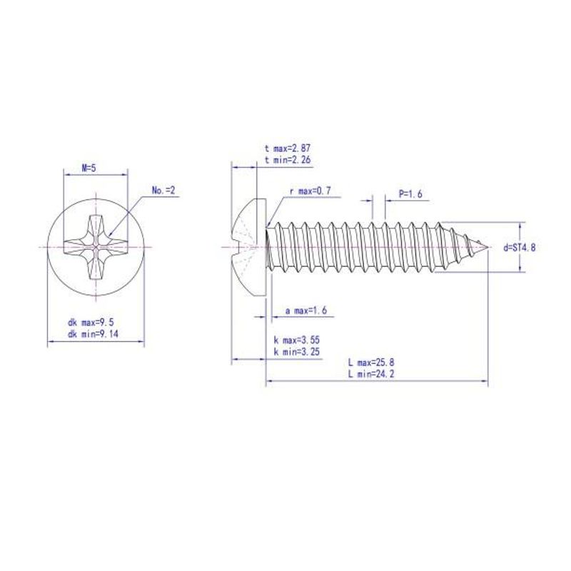 4,8x25 Plateskrue 10 stk Panhode Syrefast A4
