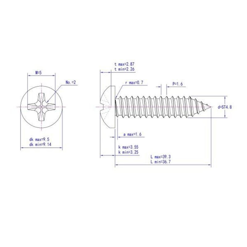 4,8x38 Plateskrue 10 stk Panhode Syrefast A4