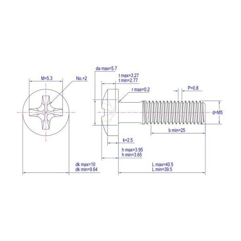 M5x40 Maskinskrue 10 stk Panhode Syrefast A4