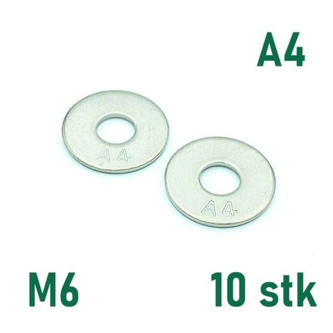 Hovedbilde M6 Planskive 10 stk Syrefast A4