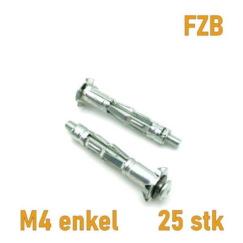 Hulromsanker M4 til enkel plate 25 stk