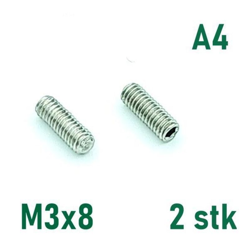 M3x8 Settskrue 2 stk Syrefast A4