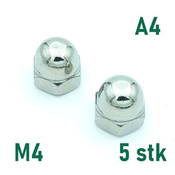 Hovedbilde M4 Hettemutter, vanlig 5 stk Syrefast A4