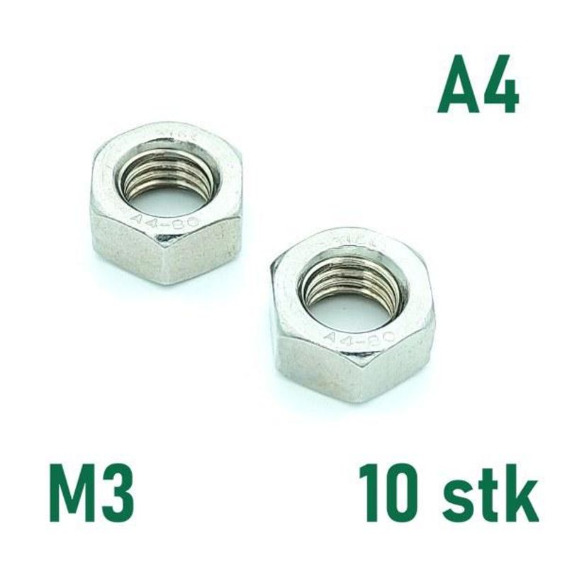 M3 Mutter 10 stk  Syrefast A4